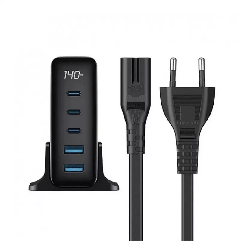 HAVIT Travel Charger UCLE004 EU 140W Penkių prievadų GaN juodas