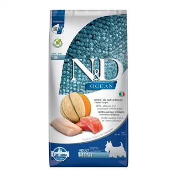 FARMINA N&D Ocean Dog Salmon, Cod, Cantaloupe, Melon Adult Mini – sausas šunų ėdalas – 7 kg