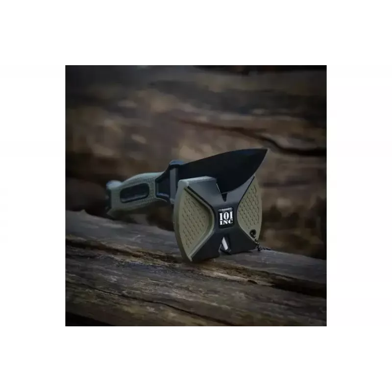 Taktinis peilis 101 INC Model 9242 fiksuotas ašmenys, nerūdijantis plienas 3Cr13, 120 mm ašmenys, žalia rankena, makštis