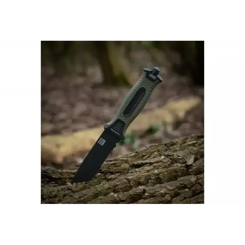 Taktinis peilis 101 INC Model 9242 fiksuotas ašmenys, nerūdijantis plienas 3Cr13, 120 mm ašmenys, žalia rankena, makštis