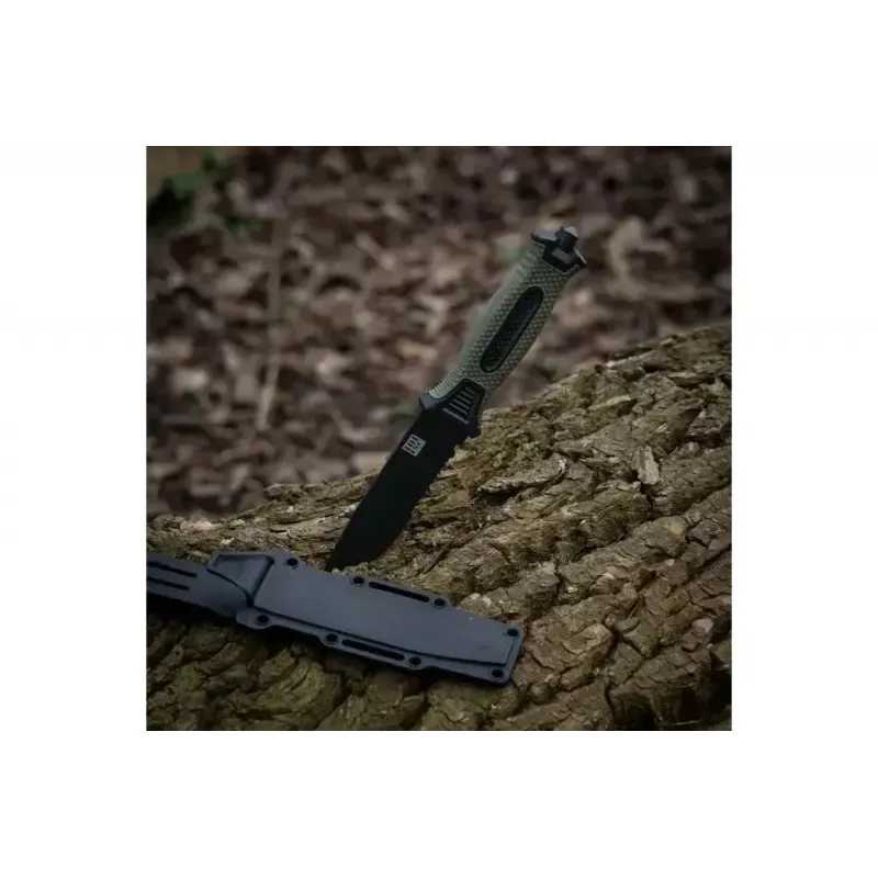 Taktinis peilis 101 INC Model 9242 fiksuotas ašmenys, nerūdijantis plienas 3Cr13, 120 mm ašmenys, žalia rankena, makštis
