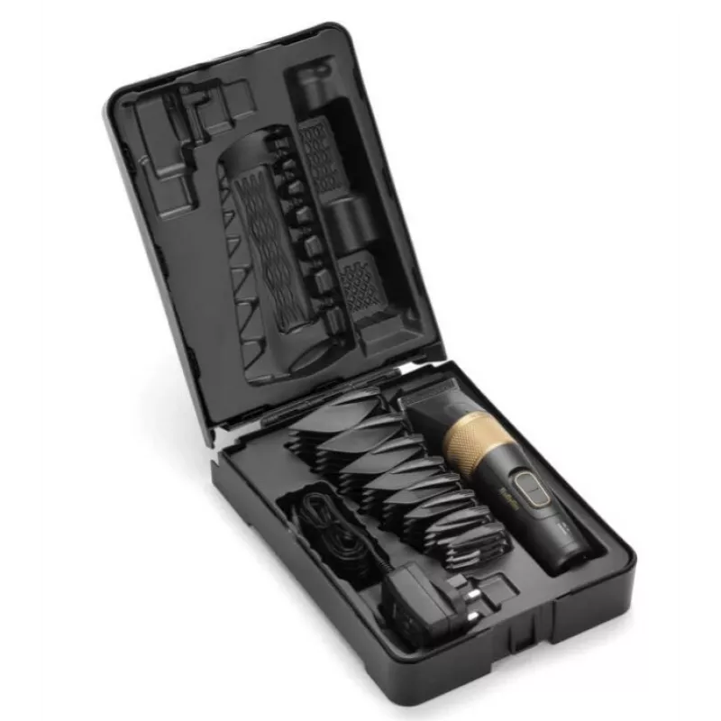 Plaukų kirpimo mašinėlė BaByliss E987E Gold Granite – įkraunama Li-Ion, 8 ilgio pakopų, 0,6 mm–28 mm, vandeniui atspari