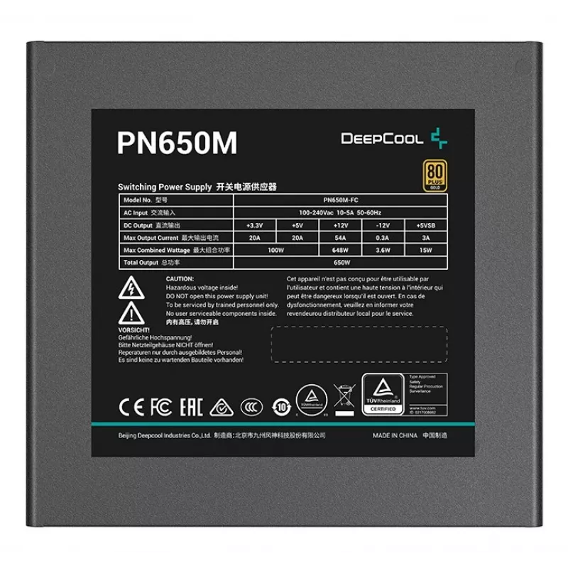 DeepCool PN650M maitinimo blokas 650 W 20+4 pin ATX ATX juodas