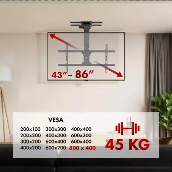 Lubinis TV laikiklis MACLEAN MC-110 T 43–86 col., VESA iki 800×400, maks. apkrova 45 kg
