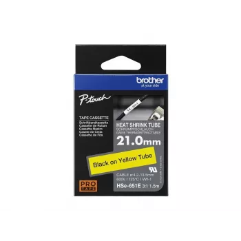 Kaspinė juostelė spausdintuvui Brother HSE-651E juoda 2,1 cm x 1,5 m