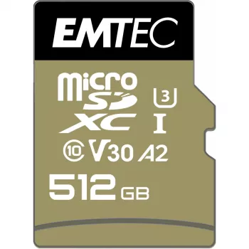 Emtec 512GB MicroSDXC UHS-I ECMSDM512GXC10SP atminties kortelė