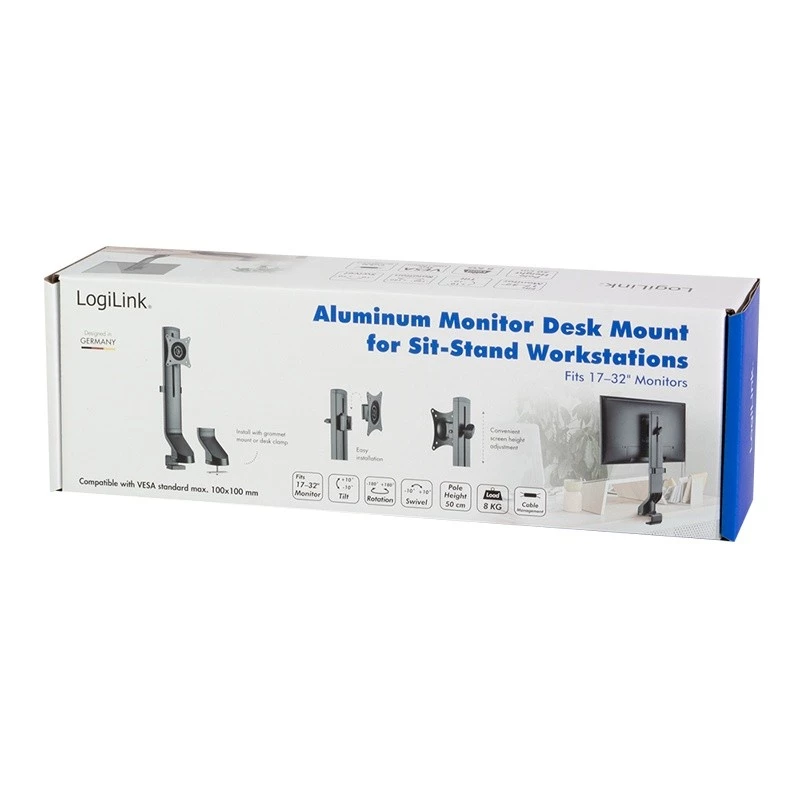 LOGILINK BP0161 Monitor laikiklis 17–32 colių plokštiems ir lenktiems monitoriams, 8 kg maks.