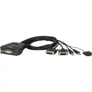Aten 2 prievadų USB DVI KVM jungiklis su nuotoliniu prievado parinkikliu