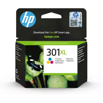 Originalus HP 301XL aukštos išeigos spalvotas rašalo blisteris (ciano, purpurinė, geltona) – 300 lapų, 6 ml, suderinamas su HP DesignJet 1050