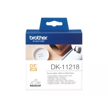 Brother DK-11218 etikečių ritinėlis, balti apvalūs lipdukai, 24 mm, 1000 vnt.