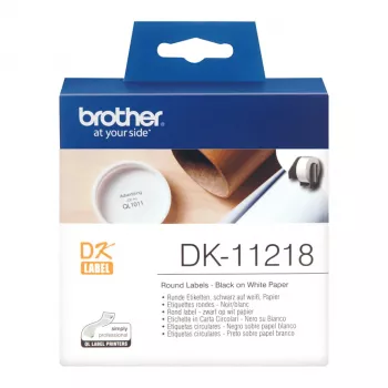 Brother DK-11218 etikečių ritinėlis, balti apvalūs lipdukai, 24 mm, 1000 vnt.