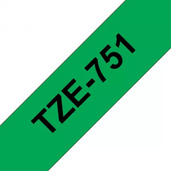 Brother TZe 751 - Laminiertes Band - Schwarz auf Grün - Rolle (2,4 cm x 8 m) - 1 Rolle(n) - für P-Touch PT-2420, 2430, 2450, 2460, 2470, 2480, 2700, 2