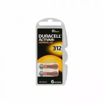 Duracell A312 cinko-oro baterijos, 6 vnt., klausos aparatams ir mažiems garso įrenginiams