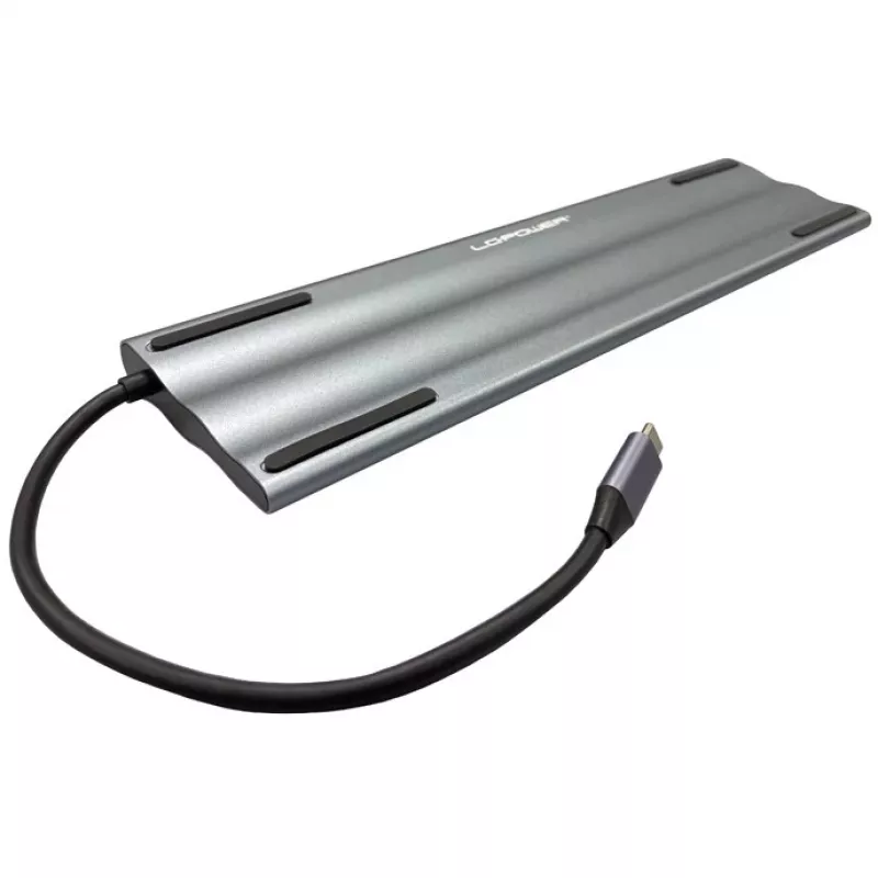LC-Power LC-HUB-C-MULTI-8 USB-C jungtis su 3xUSB-A / 2xUSB-C / HDMI / VGA / MicroSD / SD / RJ45 / Audio
