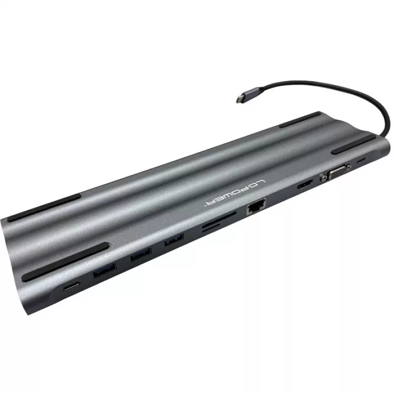 LC-Power LC-HUB-C-MULTI-8 USB-C jungtis su 3xUSB-A / 2xUSB-C / HDMI / VGA / MicroSD / SD / RJ45 / Audio
