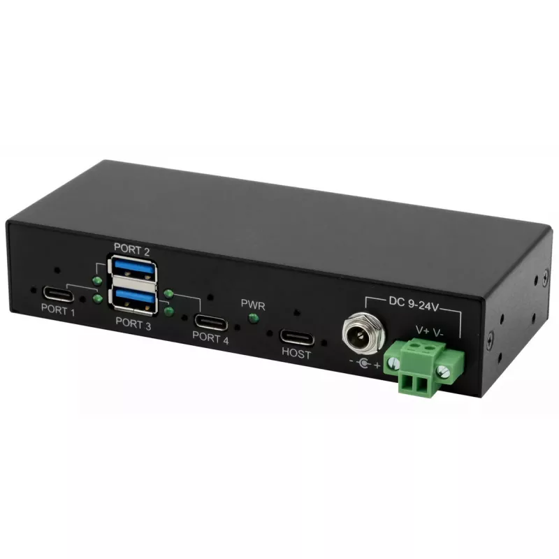 EXSYS EX-11295HMS USB 3.2 Gen 2 (10 Gbps) mazgas su metaliniu korpusu, 2× USB-A, 2× USB-C, juodas