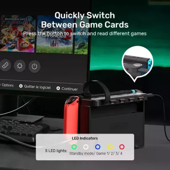 Dokavimo stotelė UNITEK G1002D, skirta Nintendo Switch, laidinė, juoda