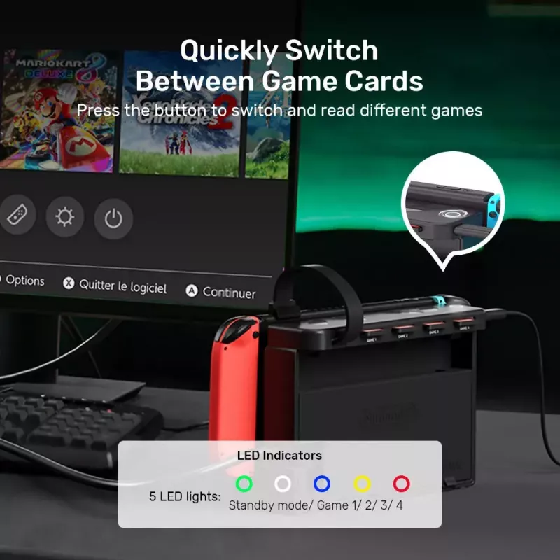 Dokavimo stotelė UNITEK G1002D, skirta Nintendo Switch, laidinė, juoda