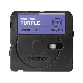 Juostelė etikečių spausdinimui Brother BTAG-F35 balta ant violetinės 1,2 cm 4 m