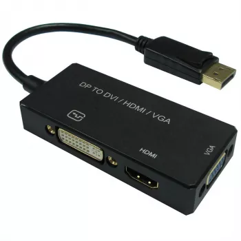 Adapteris DisplayPort į VGA D-Sub + HDMI + DVI, 0,1 m, vyriškas/moteriškas, tiesus