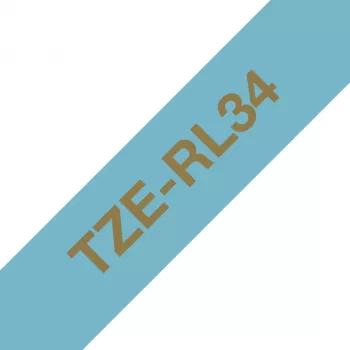 Kaspinė juosta spausdintuvui Brother TZE-RL34 (auksas ant mėlynos, 12 mm x 4 m)