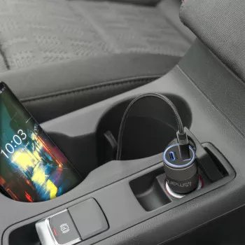 4smarts Rapid+ - automobilinis maitinimo šaltinis - 27 W - 3 A - QC 3.0, PD - 2 išvesties prievadai (USB, 24 kontaktų USB-C)