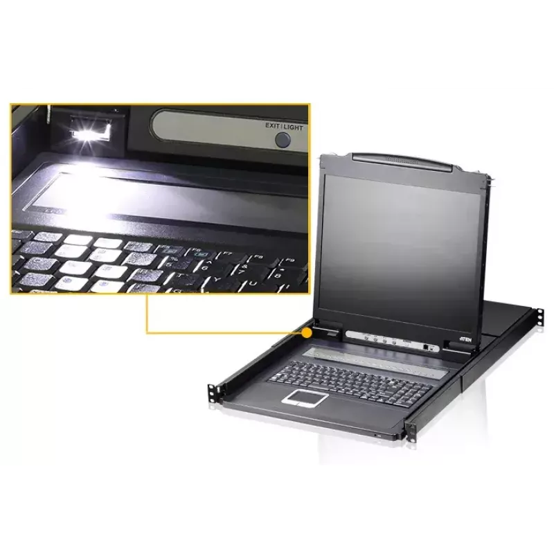 KVM jungiklis ATEN CL1308N, 19 colių LCD, 1U, montuojamas į stelažą, juodos spalvos