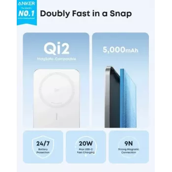 Nešiojamas įkroviklis Anker A1665H21 5000mAh Slim Baltas