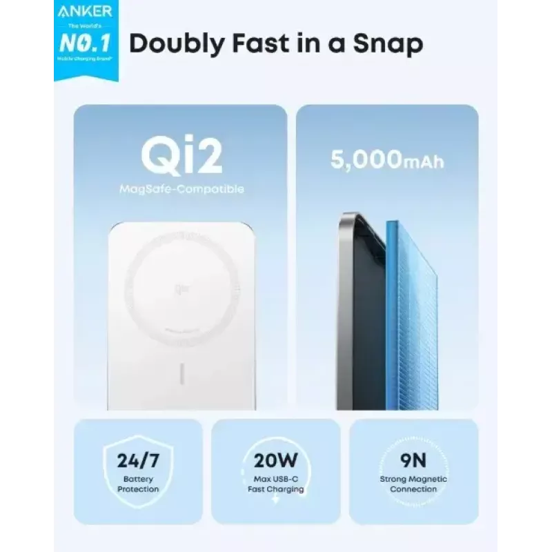 Nešiojamas įkroviklis Anker A1665H21 5000mAh Slim Baltas