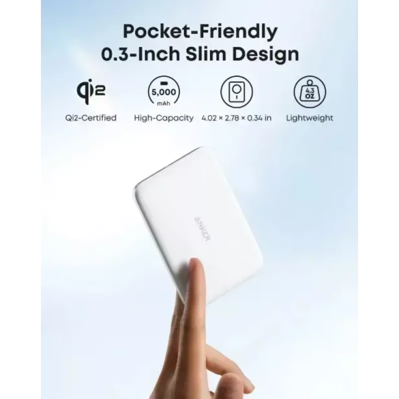 Nešiojamas įkroviklis Anker A1665H21 5000mAh Slim Baltas