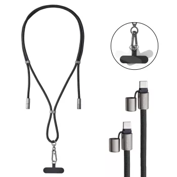 Laidas USB-C į USB-C 1,65 m / Lanyard Juodas 7991000 Intenso