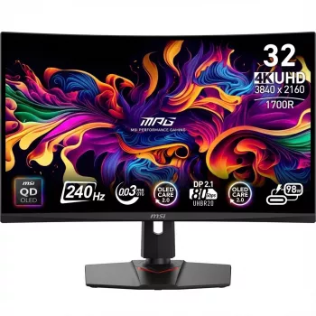 MSI MPG 321URXDE QD-OLED, žaidimų monitorius 80 cm (31,5 colio), juodas, UltraHD/4K, QD-OLED, Adaptive-Sync, USB-C, 240 Hz skydelis (9S6-3DD29A-056)