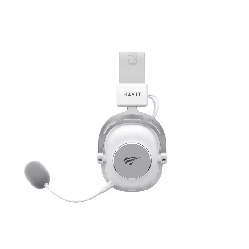 Ausinės ant galvos HAVIT H2002YG — 2,4 GHz belaidės, Bluetooth, laidinės, 20–20 000 Hz, 10 m diapazonas, 257 g (balta/pilka)