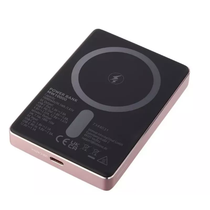 Intenso Power Bank 10000 mAh su magnetiniu laikikliu rožinė 7344033