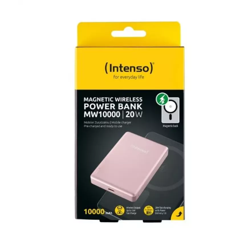 Intenso Power Bank 10000 mAh su magnetiniu laikikliu rožinė 7344033