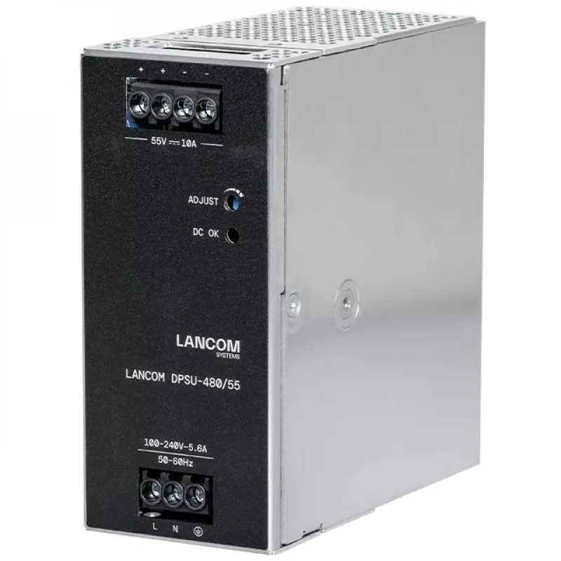 Maitinimo blokas Lancom Systems LANCOM DPSU-480/55 — 480 W, AC 100–240 V, TS35 DIN, juodas/plienas