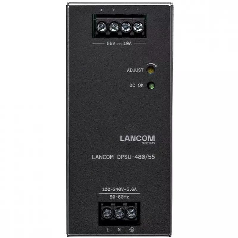 Maitinimo blokas Lancom Systems LANCOM DPSU-480/55 — 480 W, AC 100–240 V, TS35 DIN, juodas/plienas