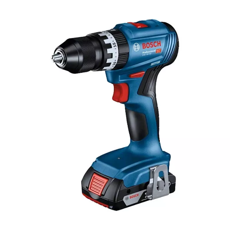 Bosch GSB 18V-45 Professional – Gręžtuvas-suktuvas su smūgiu – Belaidis – 2 greičiai – Raktinis griebtuvas 13 mm – 45 N·m – 2 akumuliatoriai – 18 V (06019K3303)