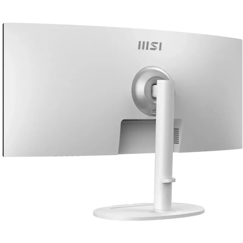 34 colių MSI Modern MD342CQPWDE lenktas VA LCD monitorius 3440×1440 UWQHD 21:9, 4 ms, 300 cd/m², USB hub, garsiakalbiai, VESA, aukščio reguliavimas — Baltas