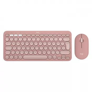 Logitech Pebble 2 Combo klaviatūra ir pelė, RF belaidis + Bluetooth, QWERTZ vokiškas išdėstymas, rožinė (920-012205)
