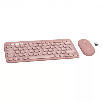 Logitech Pebble 2 Combo klaviatūra ir pelė, RF belaidis + Bluetooth, QWERTZ vokiškas išdėstymas, rožinė (920-012205)