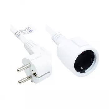 Prailginimo laidas su įžeminimu, kištukas E+F (CEE 7/7, kampuotas) ir lizdas F (CEE 7/3, tiesus), baltas, 1,50 mm², 2 m, Good Connections® (P0102-W020)