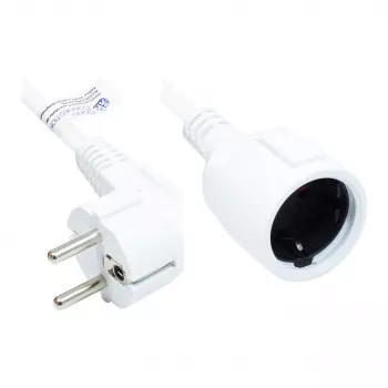 Prailginimo laidas su įžeminimu Kištukas E+F (CEE 7/7, kampuotas) ir Lizdas F (CEE 7/3, tiesus), Baltas, 1,50 mm², 3 m, Good Connections® (P0102-W030)