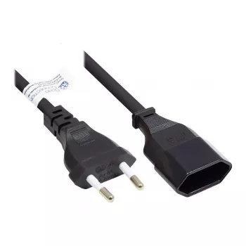 Euro prailginimo laidas Euro kištukas Type C (tiesus) į Euro lizdą (tiesus), juodas, 0,75 mm², 0,2 m, Good Connections® (P0300-S002)