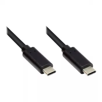 Įkrovimo ir duomenų kabelis USB 3.1 (Gen.1), USB-C™ kištukas reversinis, variniai laidai, juodas, 1 m, Good Connections® (GC-M0113)