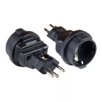 Maitinimo adapteris Šveicarijos kištukas (SEV1011, tiesus) prie įžeminto kištukinio lizdo F tipo, SEV, juodas, Good Connections® (PA-6002S)