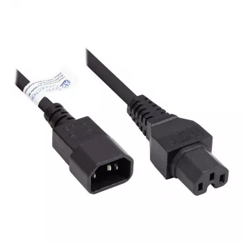 IEC karštų sąlygų prietaiso jungiamasis kabelis C14 (tiesus) į C15 (tiesus), juodas, 0,75 mm², 1 m, Good Connections® (P1450-S010)