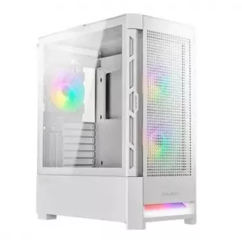 PC korpusas Cougar Airface RGB Midi Tower baltas – 230×386×491 mm, 3×120/140 mm priekyje, 1×120 mm gale, 2.5/3.5 colio diskai