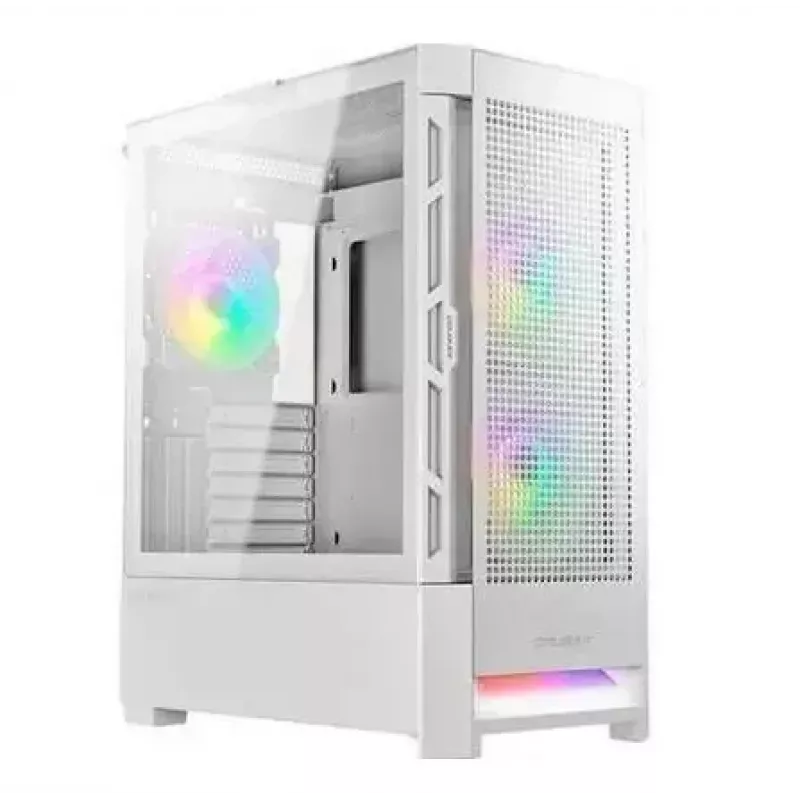 PC korpusas Cougar Airface RGB Midi Tower baltas – 230×386×491 mm, 3×120/140 mm priekyje, 1×120 mm gale, 2.5/3.5 colio diskai