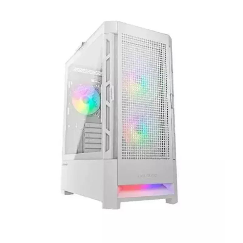 PC korpusas Cougar Airface RGB Midi Tower baltas – 230×386×491 mm, 3×120/140 mm priekyje, 1×120 mm gale, 2.5/3.5 colio diskai